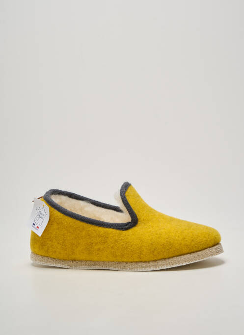 Papuci/pantofi de casă vârf rotund toc plat până la 3 cm galben CHAUSSE MOUTON femme