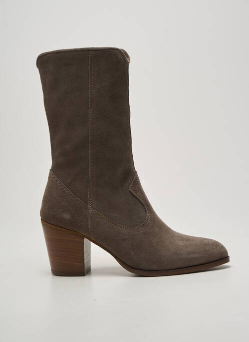 Botine/ghete vârf ascuțit toc de 7 la 9 cm gri ALIWELL femme