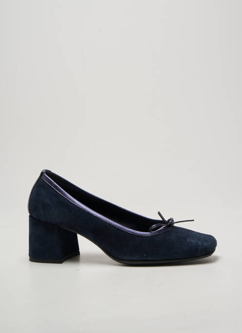 Pantofi cu toc țesătură satinată toc de 4 la 6 cm albastru REQINS femme