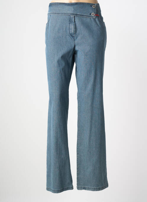 Pantalon drept închidere cu fermoar sub clapetă cu nasturi mărime normală albastru MAE MAHE femme