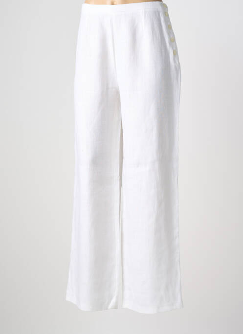 Pantalon drept țesătură poplin mărime normală alb FEDORA femme