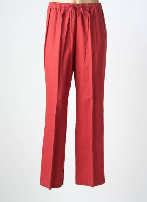 Pantalon drept țesătură poplin mărime normală roșu PRUNELLE femme