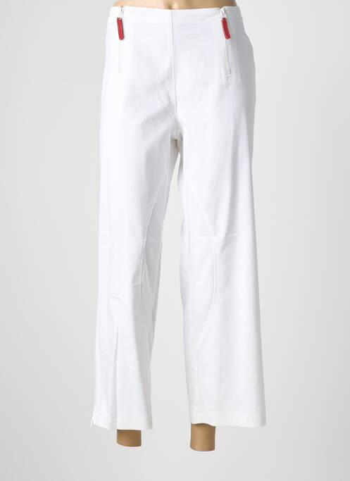 Pantalon 7/8 țesătură poplin mărime normală alb CARNET DE BORD femme