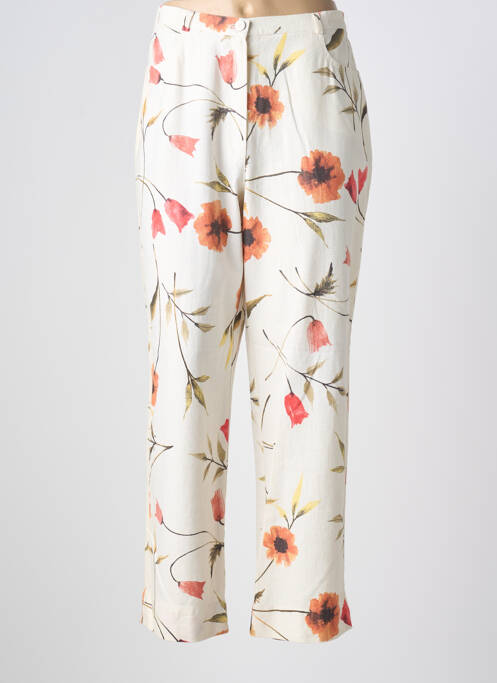 Pantalon drept țesătură poplin mărime normală bej NORMAL REGULAR femme