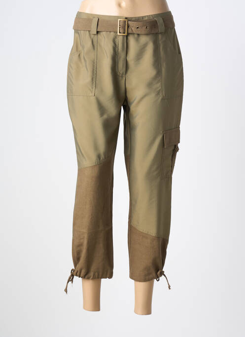 Pantalon trei sferturi țesătură poplin mărime normală verde KATMAI femme