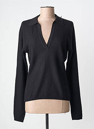 Pulover croială cambrată mâneci lungi negru MONTAGUT femme