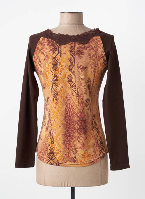 Top țesătură jersey mâneci lungi maro ENTRACTE femme