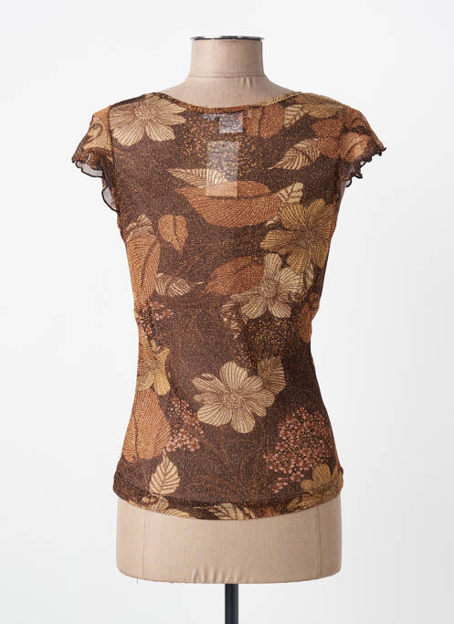 Top elasticitate mâneci scurte maro ENTRACTE femme