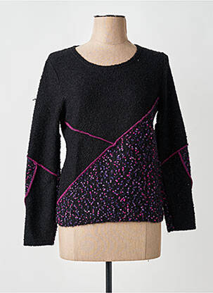 Pulover croială cambrată mâneci lungi negru FINETTE femme