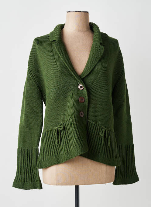 Vestă cu mâneci lungi croială cambrată verde FINETTE femme