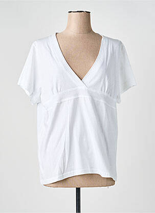 Top țesătură jersey mâneci scurte alb MASSANA femme