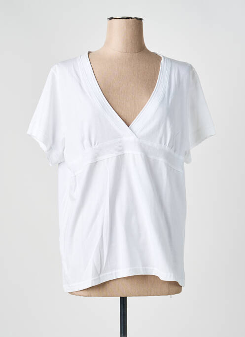 Top țesătură jersey mâneci scurte alb MASSANA femme