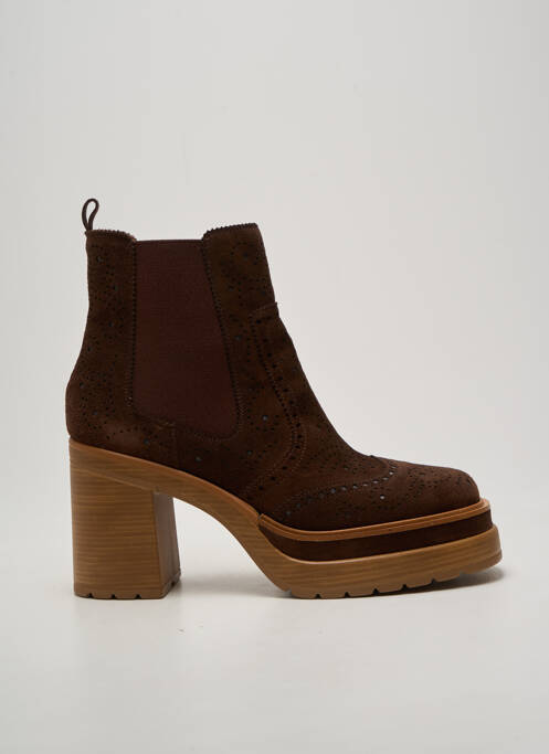 Botine/ghete toc pătrat toc de 7 la 9 cm maro PONS QUINTANA femme