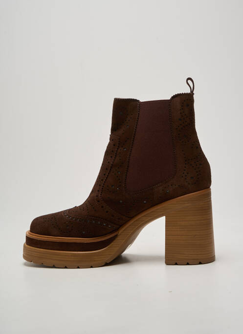 Botine/ghete toc pătrat toc de 7 la 9 cm maro PONS QUINTANA femme