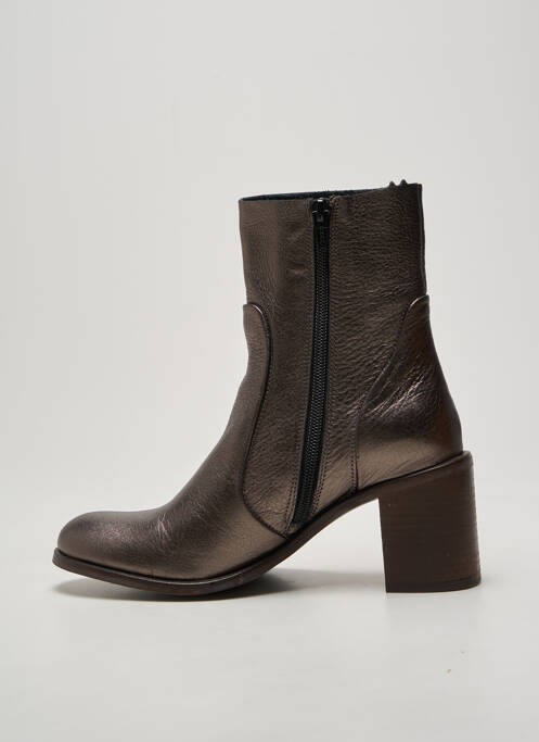 Botine/ghete țesătură satinată toc de 4 la 6 cm argintiu ALIWELL femme