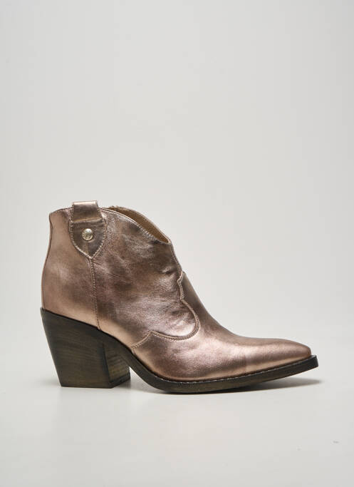 Botine/ghete țesătură satinată toc de 7 la 9 cm maro NERO GIARDINI femme