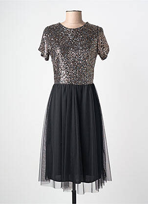 Rochie midi mâneci scurte mâneci scurte negru REVD'ELLE femeie
