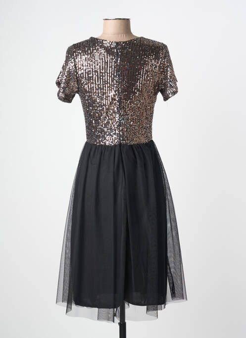 Rochie midi închidere cu fermoar la spate mâneci scurte negru REVD'ELLE femme