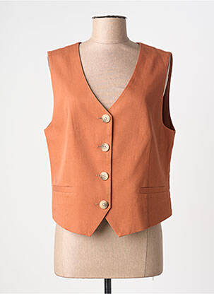 Vestă fără mâneci buzunare maro C'EST BEAU LA VIE femme