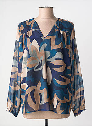 Bluză imprimeu fantezie mâneci lungi albastru HALOGENE femme