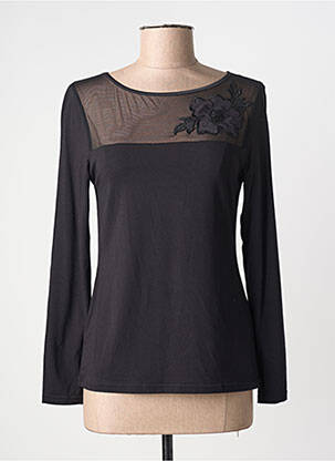 Top țesătură jersey mâneci lungi negru JANIRA femme