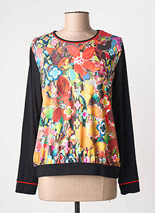 Top țesătură jersey mâneci lungi negru MALOKA femme