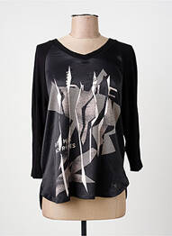 Tricou imprimeu fantezie mâneci 3/4 negru BARBARA LEBEK femme