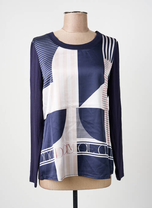 Tricou imprimeu fantezie mâneci lungi albastru BARBARA LEBEK femme