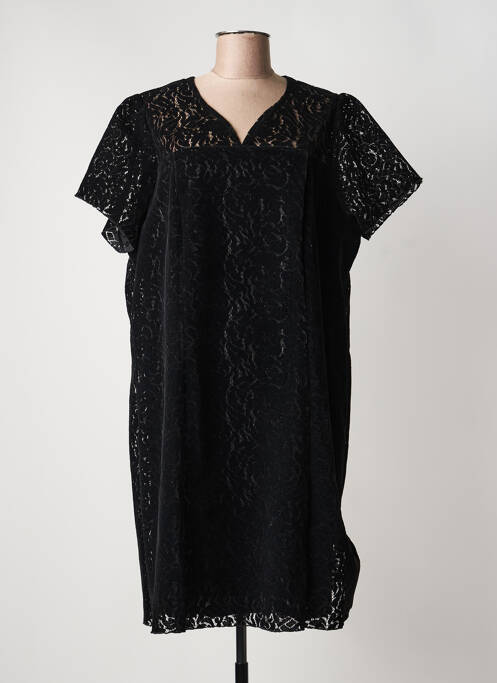 Rochie midi închidere cu fermoar la spate mâneci scurte negru CHRISTINE LAURE femme