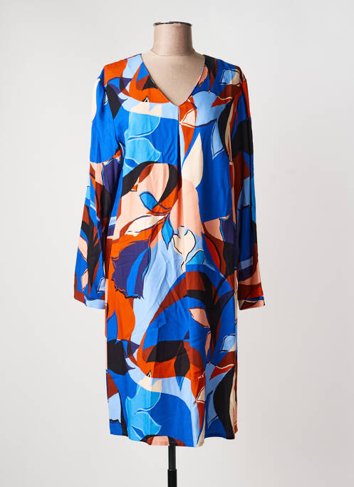 Rochie midi imprimeu fantezie mâneci lungi albastru GEVANA femme