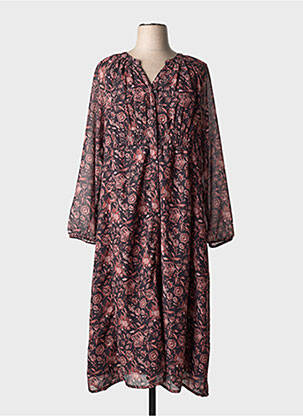 Rochie midi imprimeu fantezie mâneci lungi negru C'EST BEAU LA VIE femme