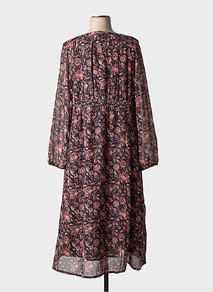 Rochie midi imprimeu fantezie mâneci lungi negru C'EST BEAU LA VIE femeie