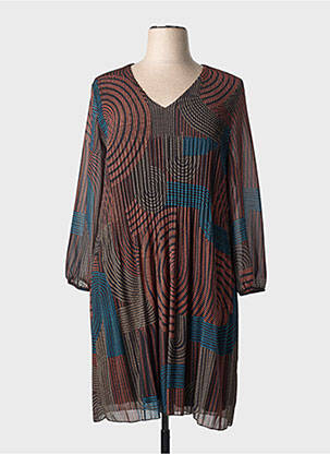 Rochie midi imprimeu fantezie mâneci lungi negru SIGNE NATURE femme