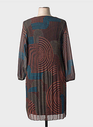 Rochie midi imprimeu fantezie mâneci lungi negru SIGNE NATURE femeie