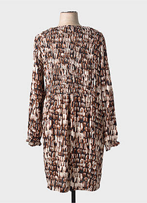 Rochie midi imprimeu fantezie mâneci lungi maro CISO femeie