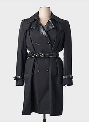 Trench țesătură poplin fără glugă negru MADE IN FRANCE femeie