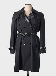 Trench țesătură poplin fără glugă negru MADE IN FRANCE femme