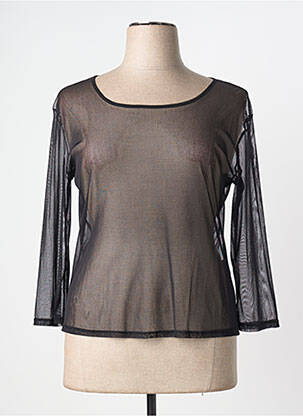 Top guler rotund mâneci 3/4 negru CARMEN femme