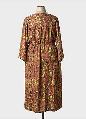 Rochie midi imprimeu fantezie mâneci lungi maro CISO femeie