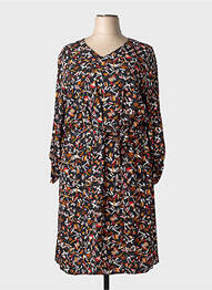 Rochie midi imprimeu fantezie mâneci lungi negru GEVANA femme