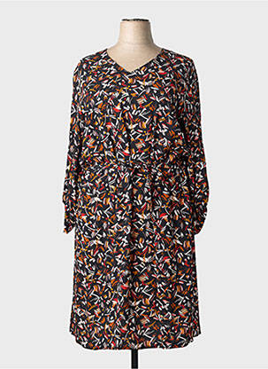 Rochie midi imprimeu fantezie mâneci lungi negru GEVANA femme