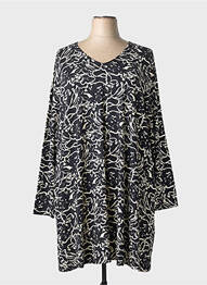 Rochie midi imprimeu fantezie mâneci lungi negru CISO femme