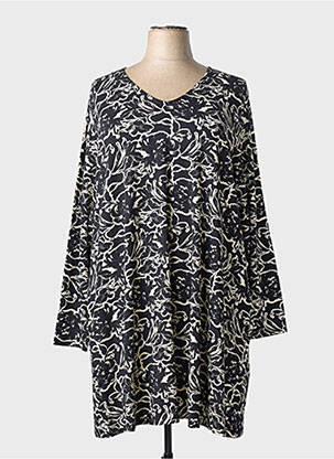 Rochie midi imprimeu fantezie mâneci lungi negru CISO femme