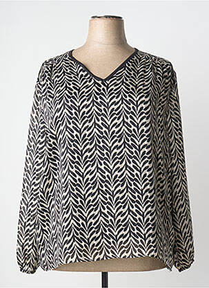 Bluză țesătură poplin mâneci lungi negru GEVANA femme