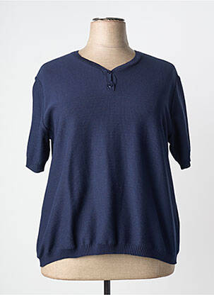 Tricou guler în v mâneci scurte albastru GRIFFON femme