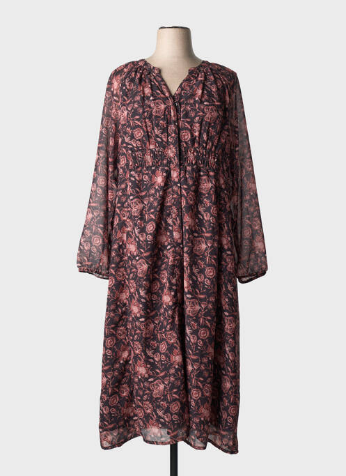 Rochie midi imprimeu fantezie mâneci lungi negru C'EST BEAU LA VIE femme