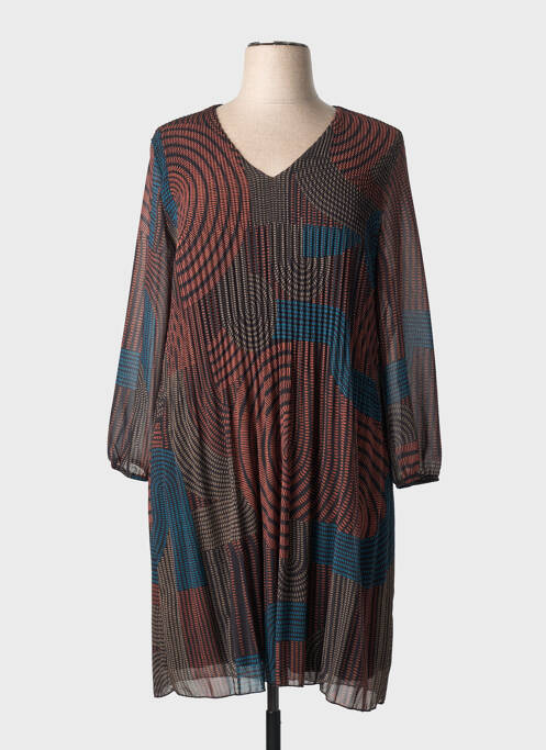 Rochie midi imprimeu fantezie mâneci lungi negru SIGNE NATURE femme