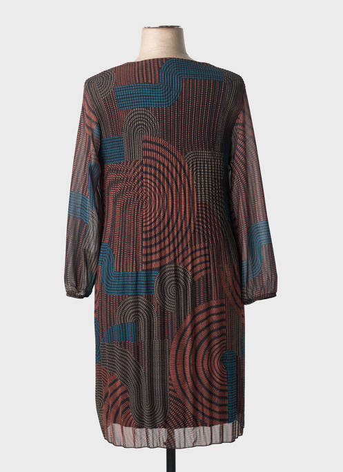 Rochie midi imprimeu fantezie mâneci lungi negru SIGNE NATURE femme