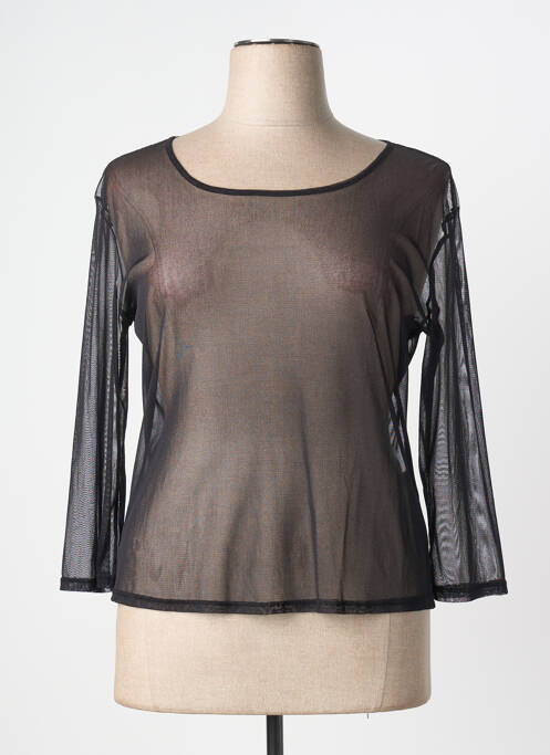 Top guler rotund mâneci 3/4 negru CARMEN femme