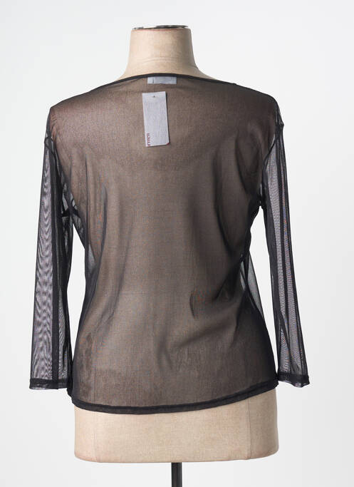 Top guler rotund mâneci 3/4 negru CARMEN femme